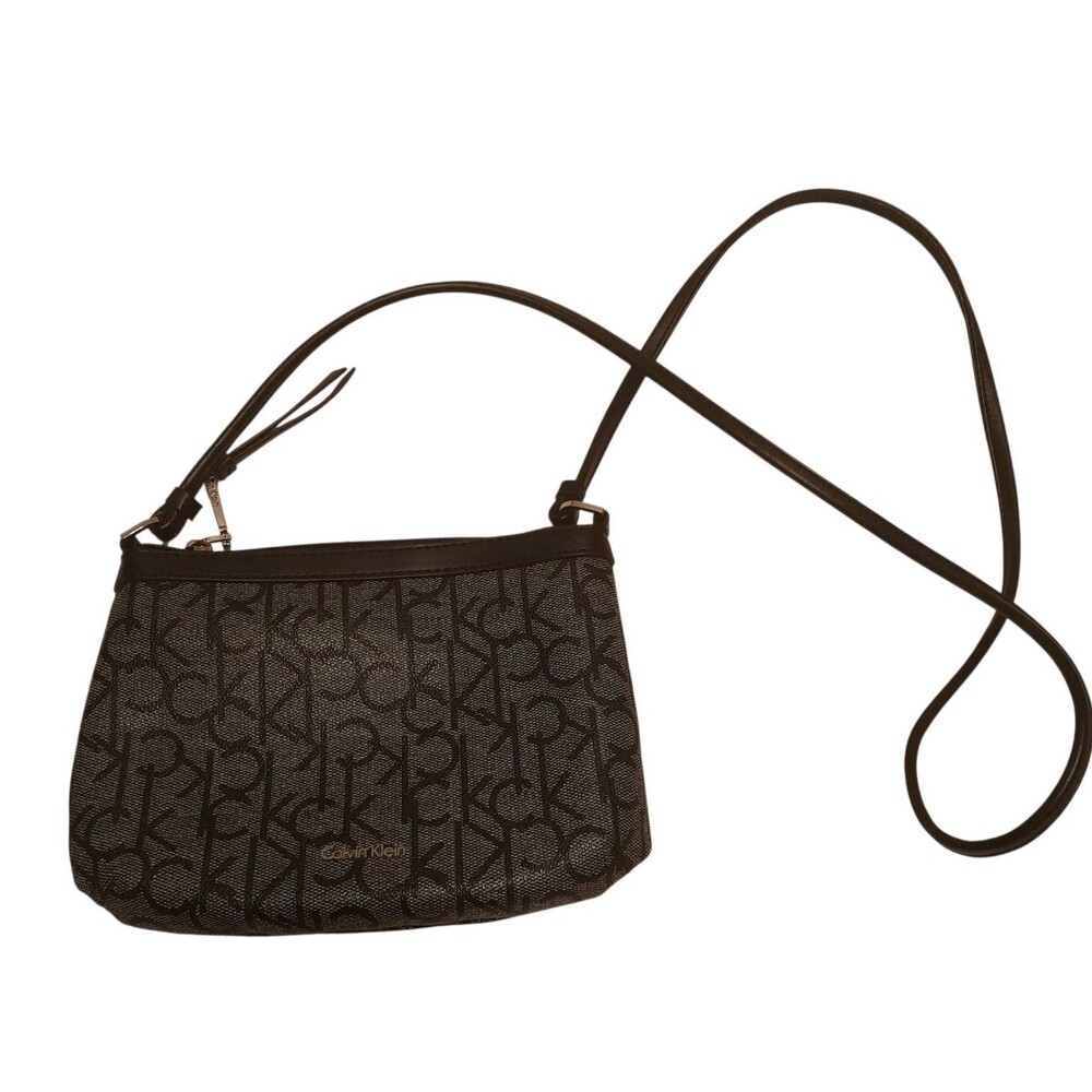 Calvin Klein CK Logo Crossbody Bag Black Monogram Small Zip Purse